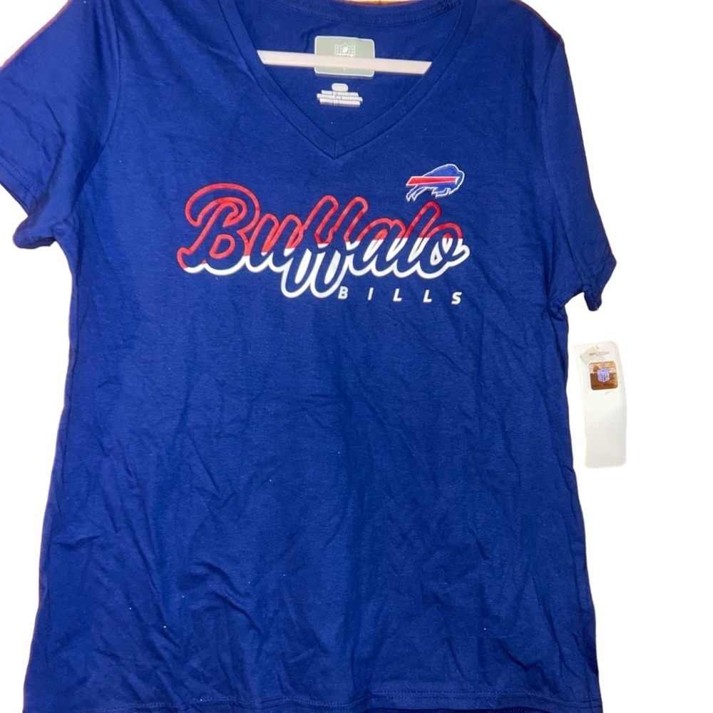 New Women nfl Buffalo Bills blue vneck tshirt tee size 2X XXL